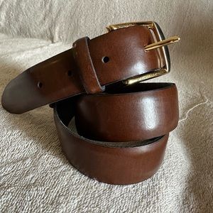 Men’s Brown Genuine Leather Belt Handcrafted in America 32/80 Gold/Silver Buckle